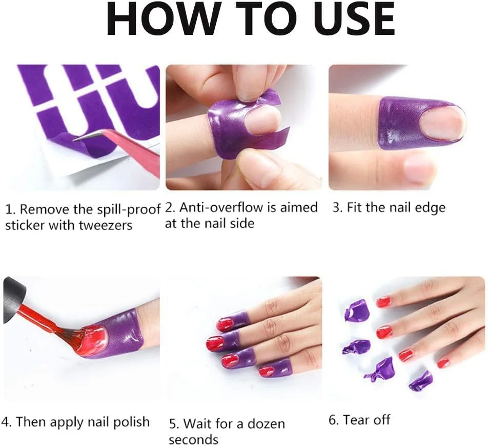 برچسب محافظ ناخن مدل U شکل، ضد ریزش و ضد سرریز لاک و رنگ ناخن