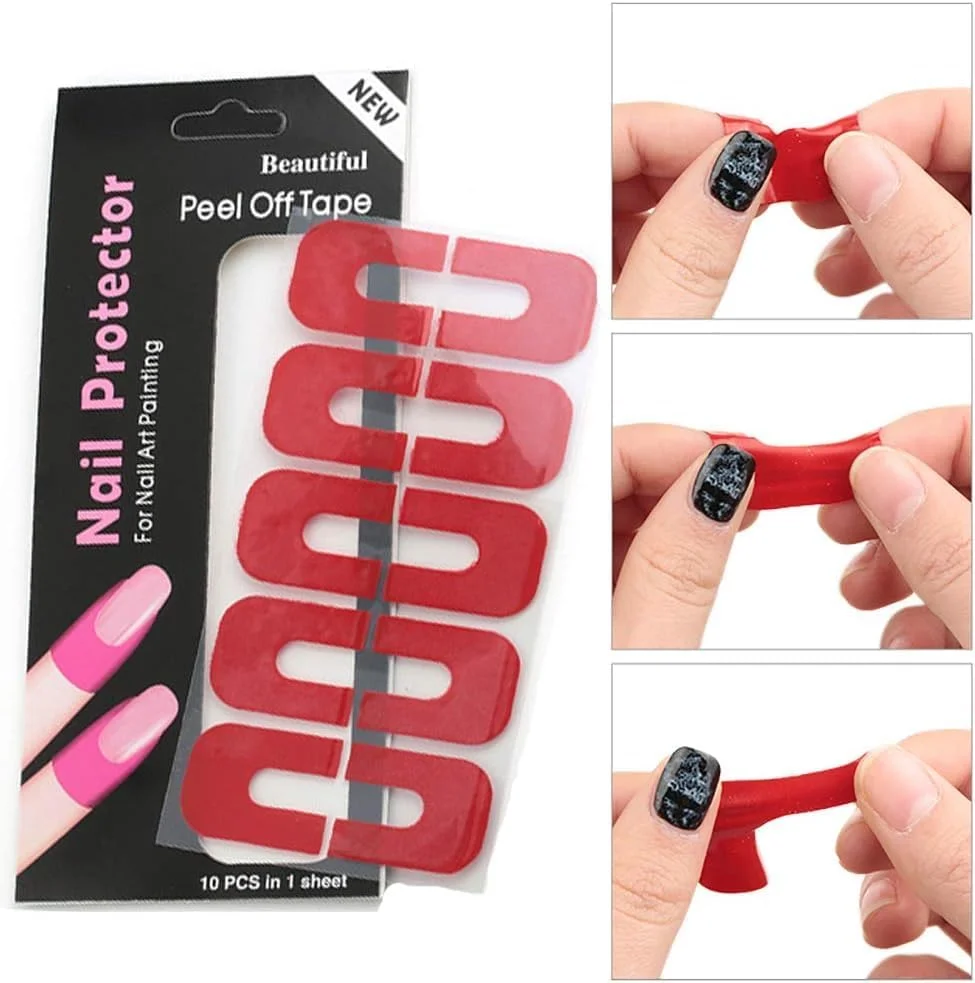 برچسب محافظ ناخن مدل U شکل، ضد ریزش و ضد سرریز لاک و رنگ ناخن