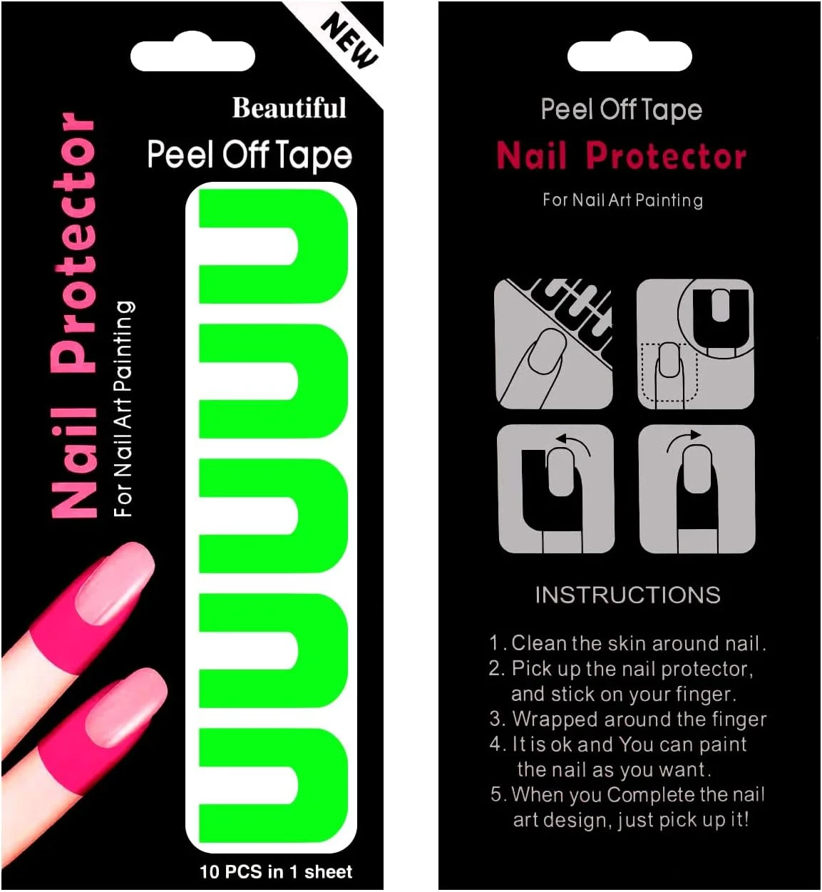 محافظ لاک ناخن برانسون، استیکرهای جداشدنی ضد ریزش، نوار یکبار مصرف U شکل برای طراحی ناخن، گرادینت و مهر زدن