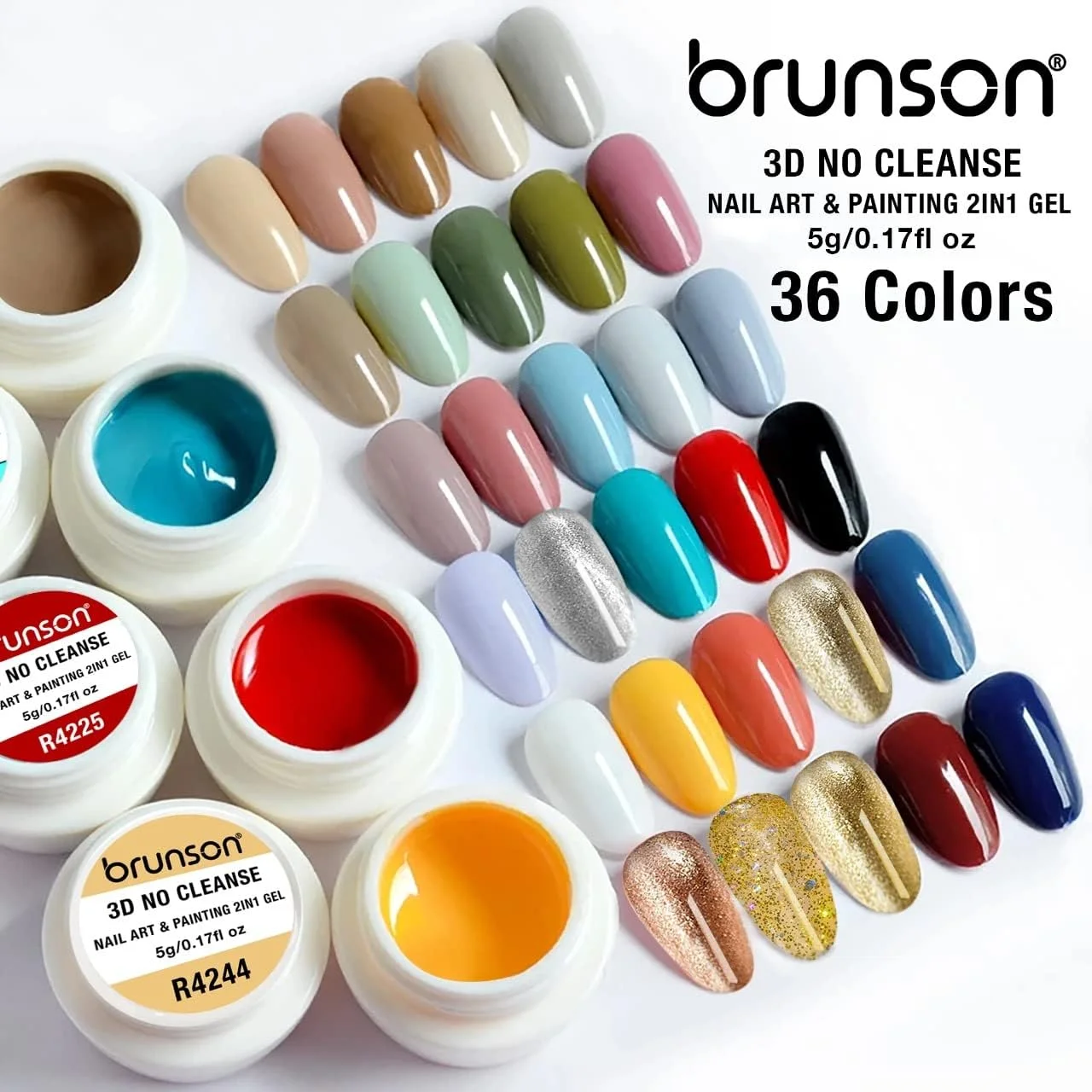 مجموعه لاک ژل ناخن LED UV برانسون، مناسب برای مانیکور، طراحی ناخن نیمه دائم، رنگ خالص