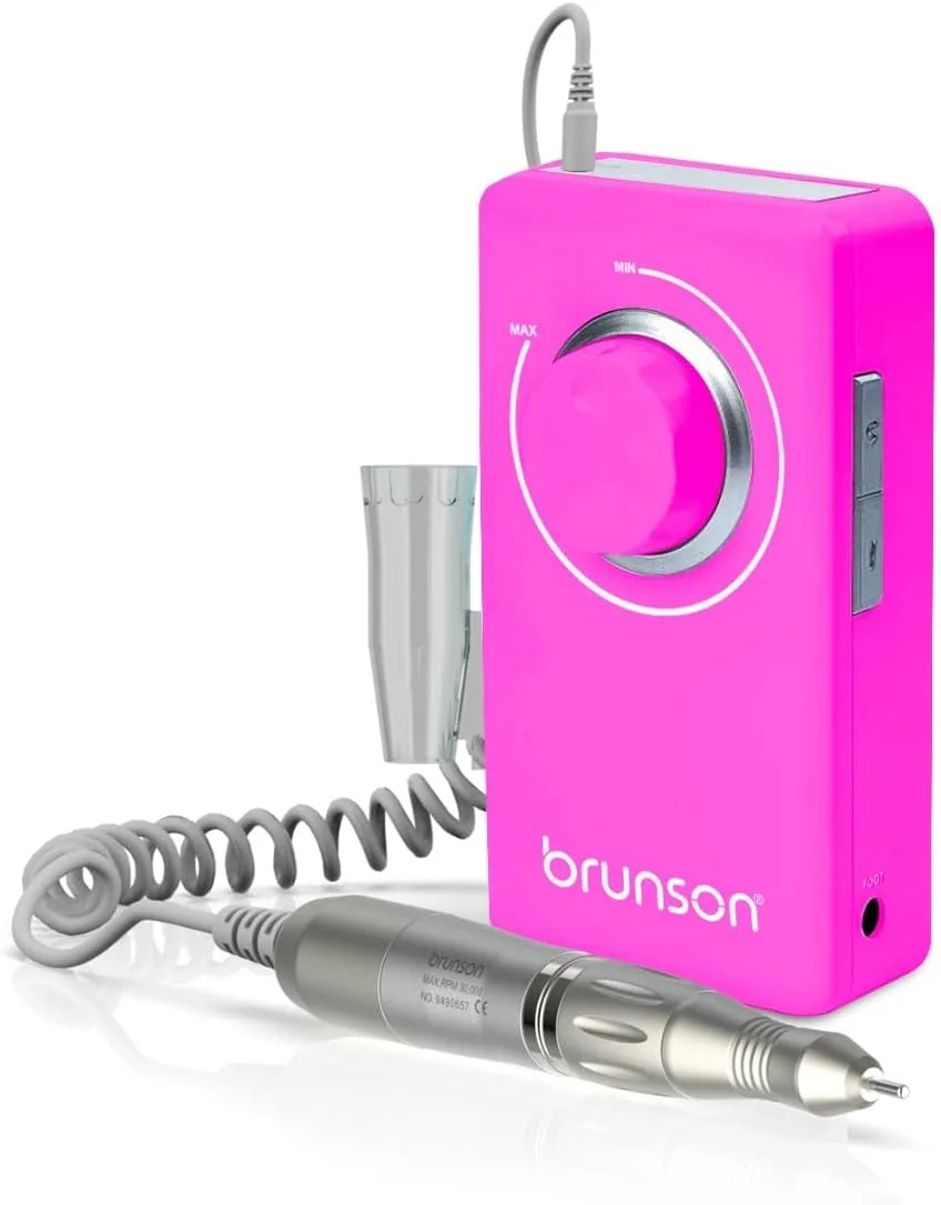 دستگاه سوهان ناخن برقی قابل حمل BRUNSON مدل قلمی، کیت سوهان مانیکور و پدیکور، ابزار ماشین پولیش ناخن، هنر ناخن با قطعه دستی 30000 دور در دقیقه