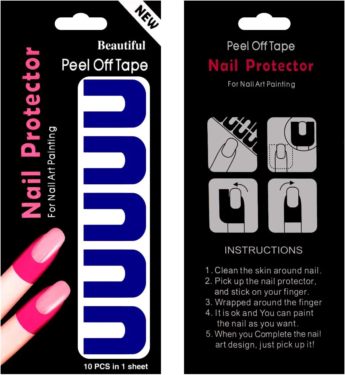 محافظ لاک ناخن برانسون، برچسب یکبار مصرف U شکل برای طراحی ناخن، برچسب های نرم پلاستیکی ضد ریزش ابزار مانیکور