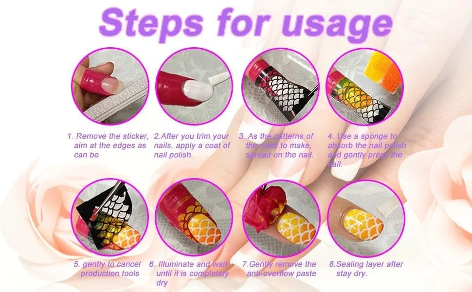 محافظ لاک ناخن برانسون، برچسب یکبار مصرف U شکل برای طراحی ناخن، برچسب های نرم پلاستیکی ضد ریزش ابزار مانیکور