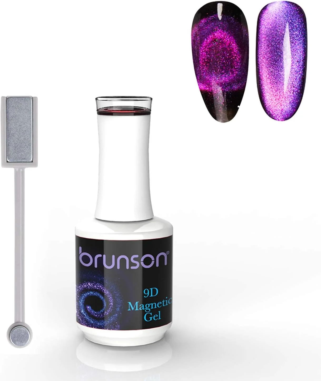 ست لاک ژل ناخن Brunson 9D مگنتی چشم گربه ای، ژل لاک UV LED، پرایمر لاک، ست طراحی ناخن رنگی به همراه ابزار مگنت طراحی ناخن سه بعدی