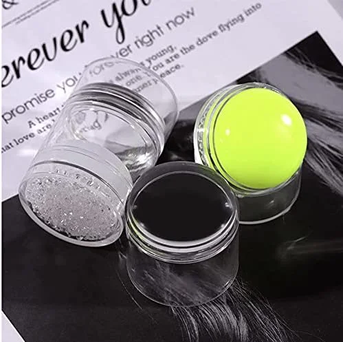 مُهر ناخن ژله ای شفاف دو طرفه با نگین و اسکرابر سیلیکونی، مناسب برای انتقال طرح از پلیت های مهر