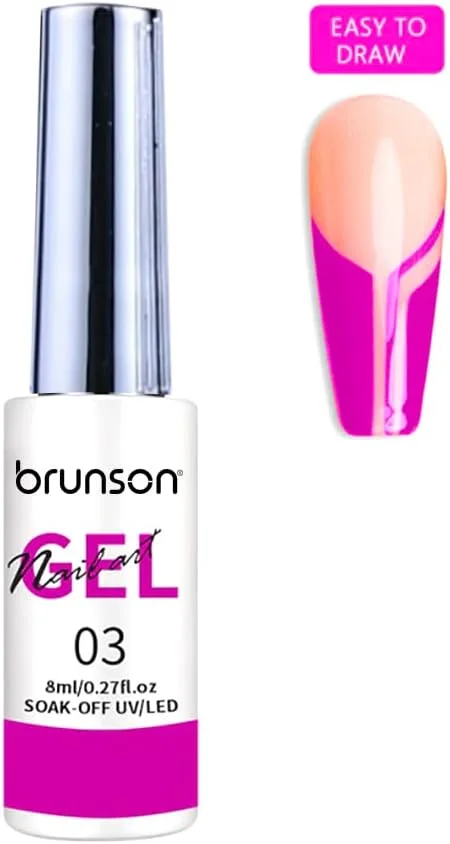 لاک ژل طراحی ناخن برانسون، مناسب طراحی و نقاشی ناخن، نیاز به خشک شدن زیر دستگاه UV/LED، مناسب استفاده در سالن و طراحی ناخن در خانه