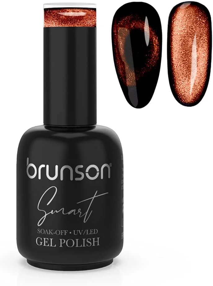 لاک ژل ناخن چشم گربه ای 9D مدل Brunson، لاک ژل مغناطیسی UV LED، مناسب مانیکور و پدیکور، 15 میلی لیتر، طراحی ناخن با اثرات آفتاب پرست، مغناطیسی، کهکشانی و براق