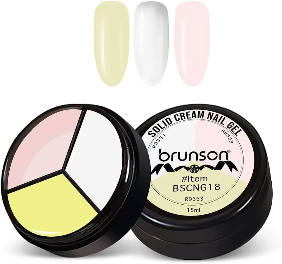 لاک ژل کرمی جامد برونسون - لاک ژل پودینگ 3 در 1، ژل رنگی با رنگدانه بالا، لاک ژل طراحی ناخن، مناسب برای سالن های حرفه ای و مبتدیان