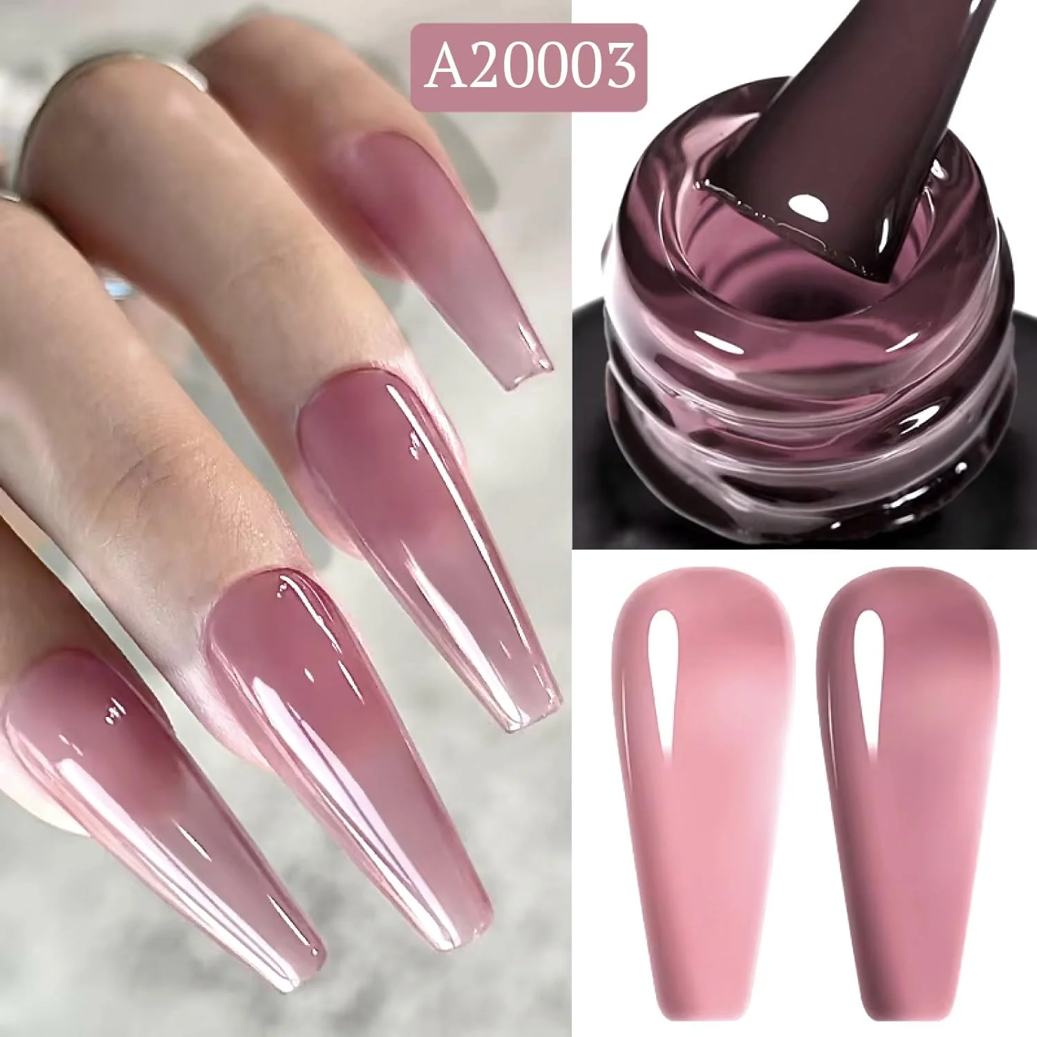 لاک ژل ژله ای 18 میل – جلوه شیشه ای شفاف، خیساندن با UV LED، ماندگاری طولانی، براقیت بالا، بدون لب پر شدن، استفاده آسان، طراحی ناخن سالنی DIY برای دختران و زنان – هدیه مانیکور پدیکور