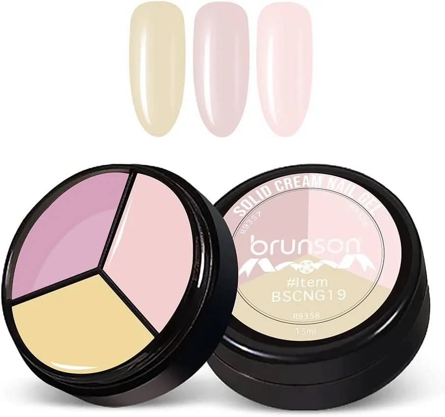 لاک ژل کرمی جامد برونسون - لاک ژل پودینگ 3 در 1، ژل رنگی با رنگدانه بالا، لاک ژل طراحی ناخن، مناسب برای سالن های حرفه ای و مبتدیان