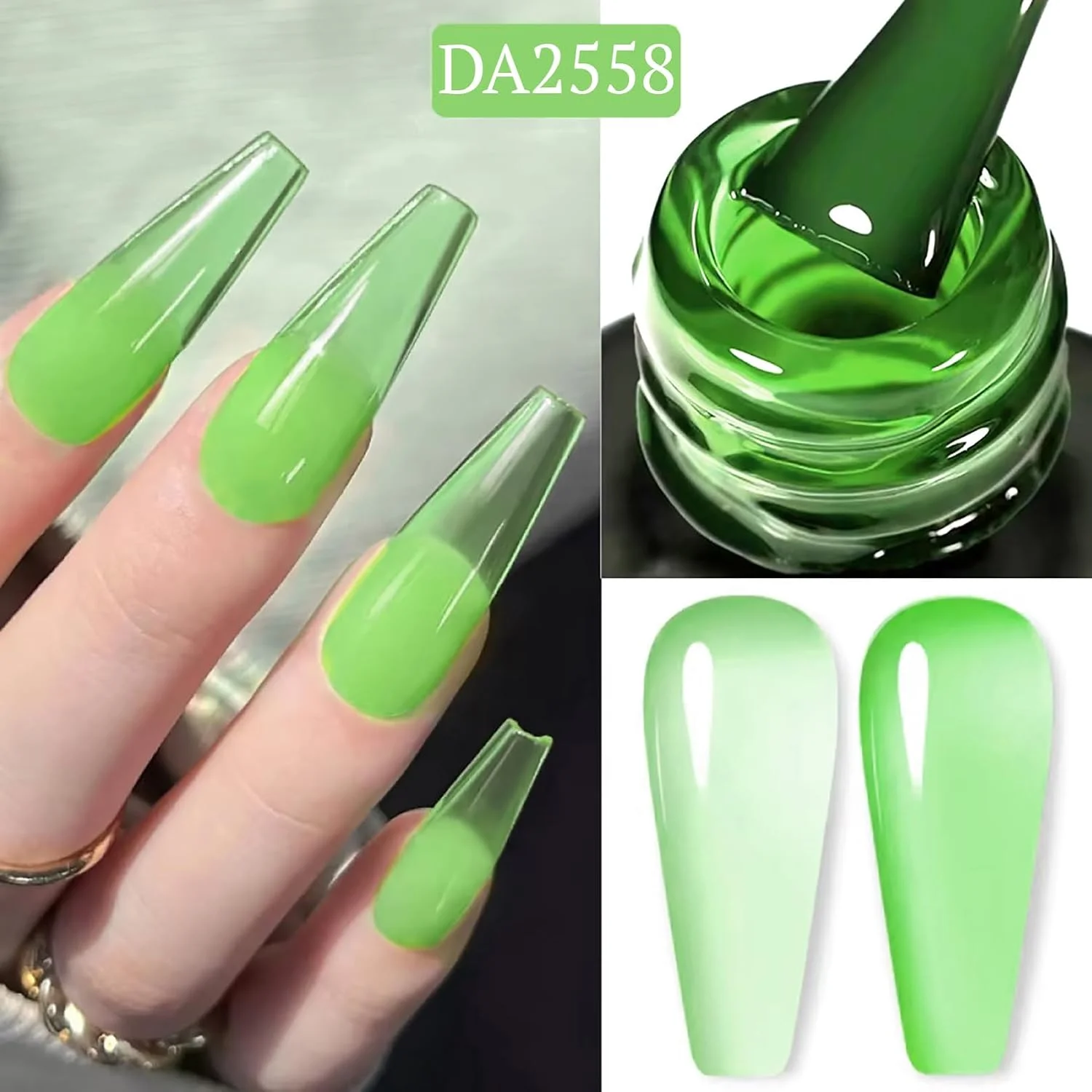 لاک ژل ناخن ژله ای 18 میلی لیتر - جلوه شیشه ای شفاف، خیساندن با UV LED، ماندگاری طولانی، براقیت بالا، بدون تراشه، استفاده آسان، طراحی هنر ناخن DIY سالن برای دختران و زنان - هدیه مانیکور پدیکور