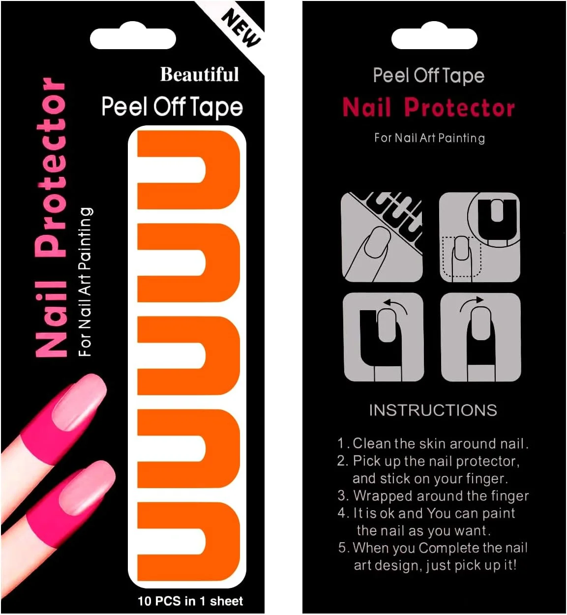 محافظ ناخن مدل U شکل ضد ریزش لاک، نوار پوششی انگشت برای جلوگیری از نشت لاک، ابزار محافظت از مانیکور DIY