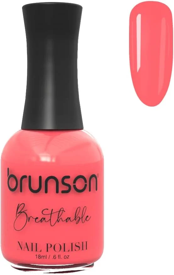 لاک ناخن قابل تنفس برونسون، لاک ناخن حلال، مناسب وضو، خشک شدن سریع، وگان، ماندگاری طولانی با قابلیت جدا شدن آسان و لاک ناخن براق ارگانیک سازگار با محیط زیست بر پایه آب 18 میلی لیتر BH065
