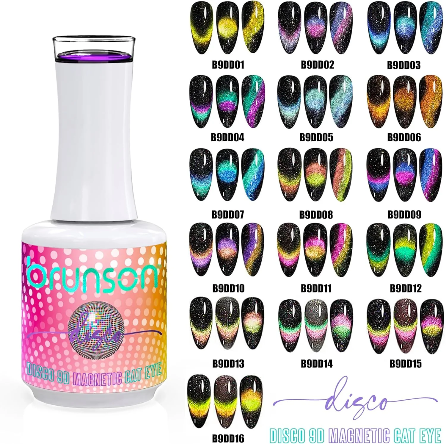 لاک ژل ناخن چشم گربه ای، رنگین کمانی لیزری، ژل UV LED برای طراحی ناخن، رنگ آمیزی آسان، ابزار مانیکور، ماندگاری طولانی، مقاوم در برابر لب پر شدن، 18 میلی لیتر (نیاز به خشک شدن زیر لامپ UV LED)