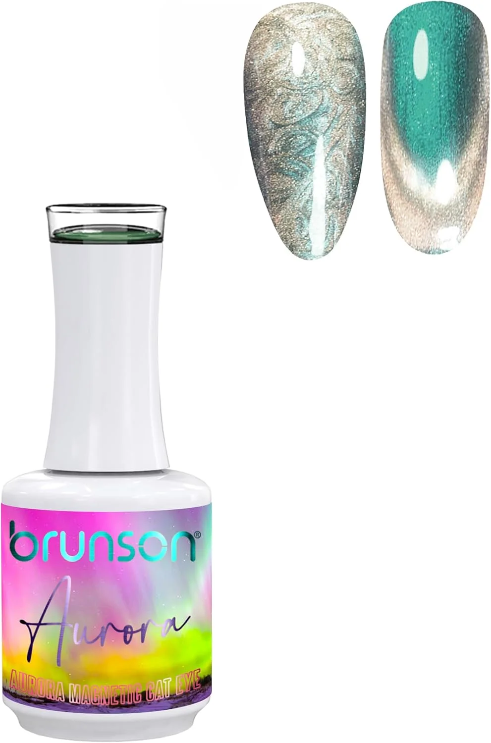 لاک ژل ناخن چشم گربه ای براق 18 میلی لیتری Brunson، لاک ناخن رنگین کمانی لیزری، ژل UV LED برای طراحی ناخن، ابزار مانیکور با رنگ آمیزی آسان