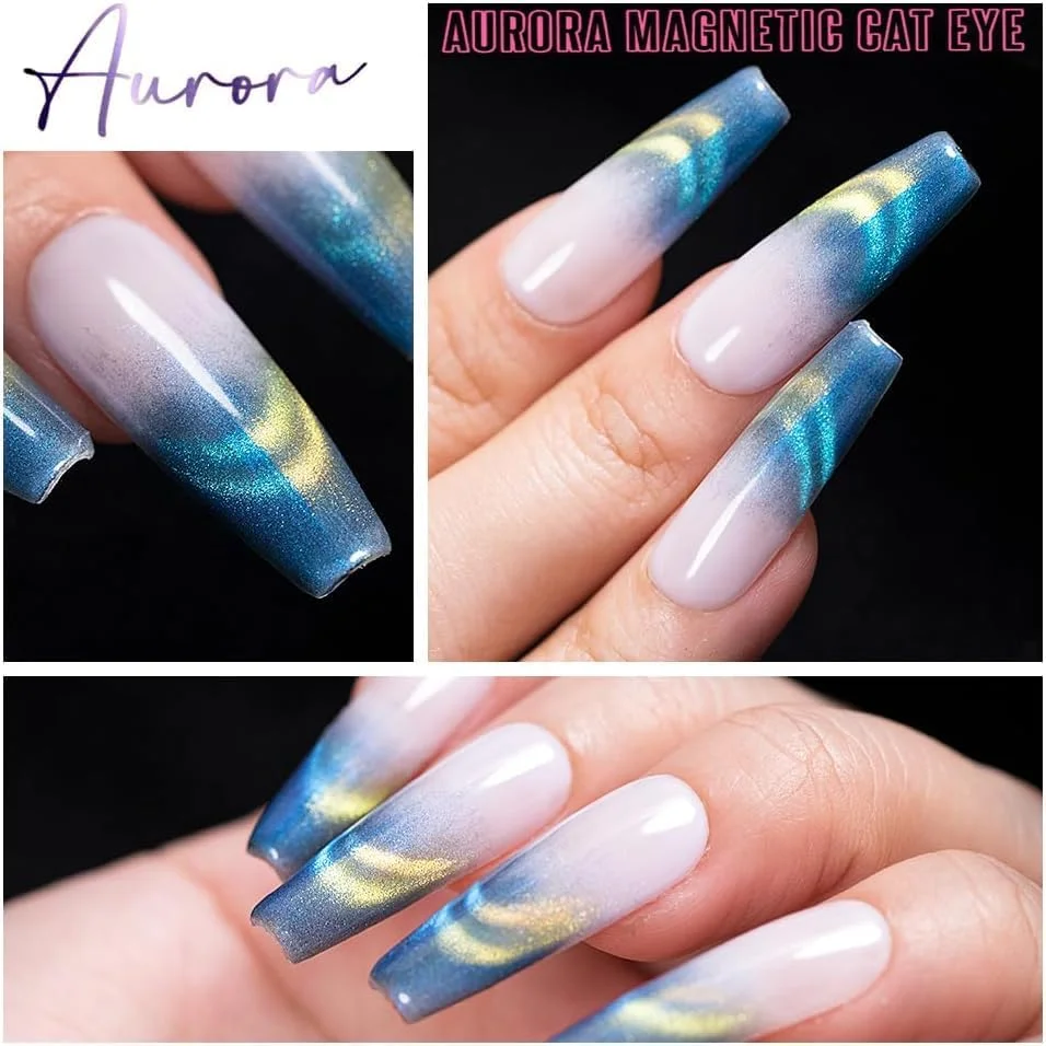 لاک ژل ناخن چشم گربه ای درخشان 18 میلی لیتری برونسون، لاک ناخن رنگین کمانی لیزری، ژل UV LED برای طراحی ناخن، ابزار مانیکور با رنگ آمیزی آسان