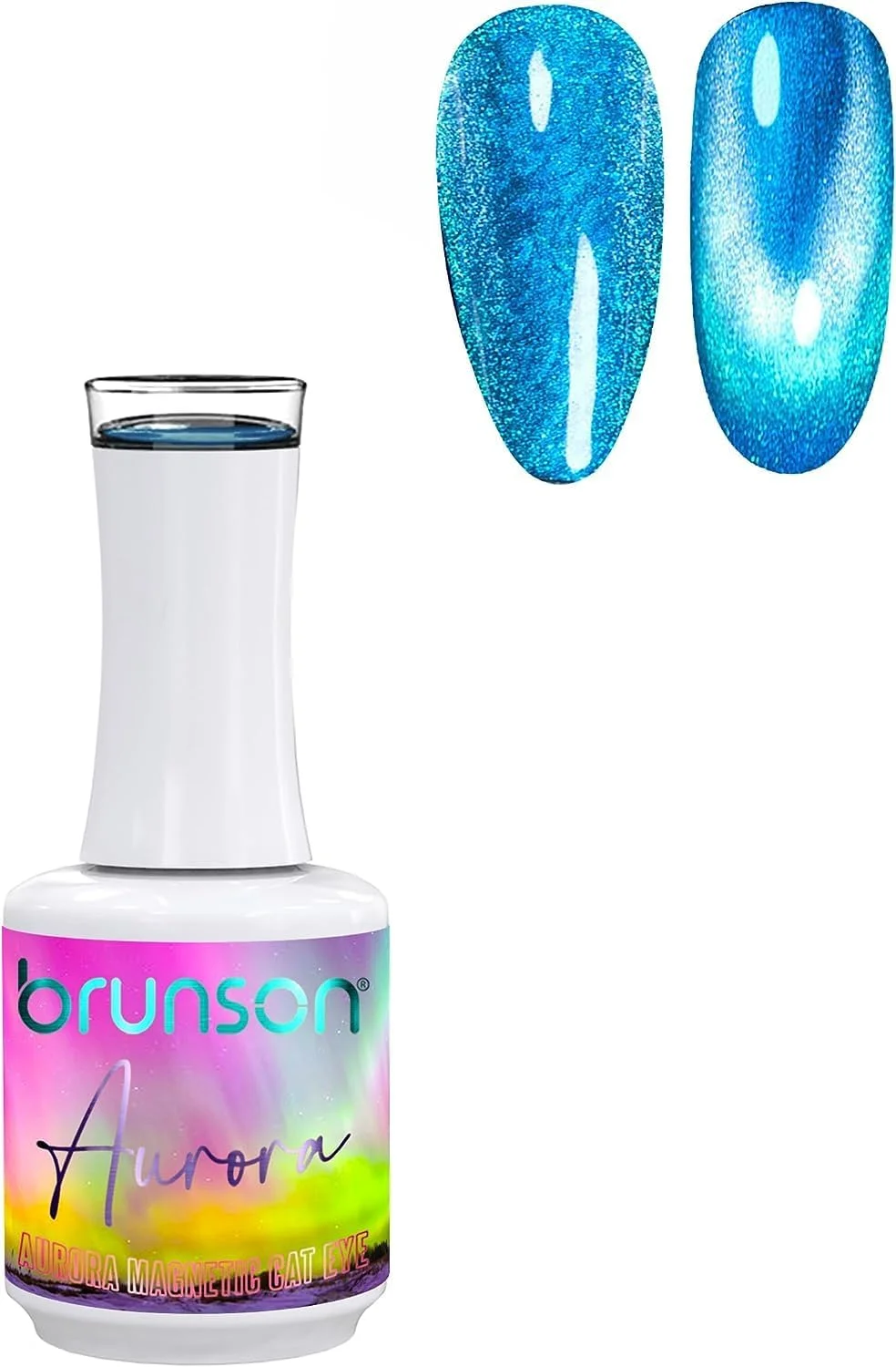 لاک ژل ناخن برانسون، لاک ژل چشم گربه ای با ماندگاری طولانی، مقاوم در برابر لب پر شدن، نیاز به خشک شدن زیر لامپ UV LED، لاک ژل مغناطیسی مانیکور خیساندن ژل UV Aurora Gel Polish 18ml