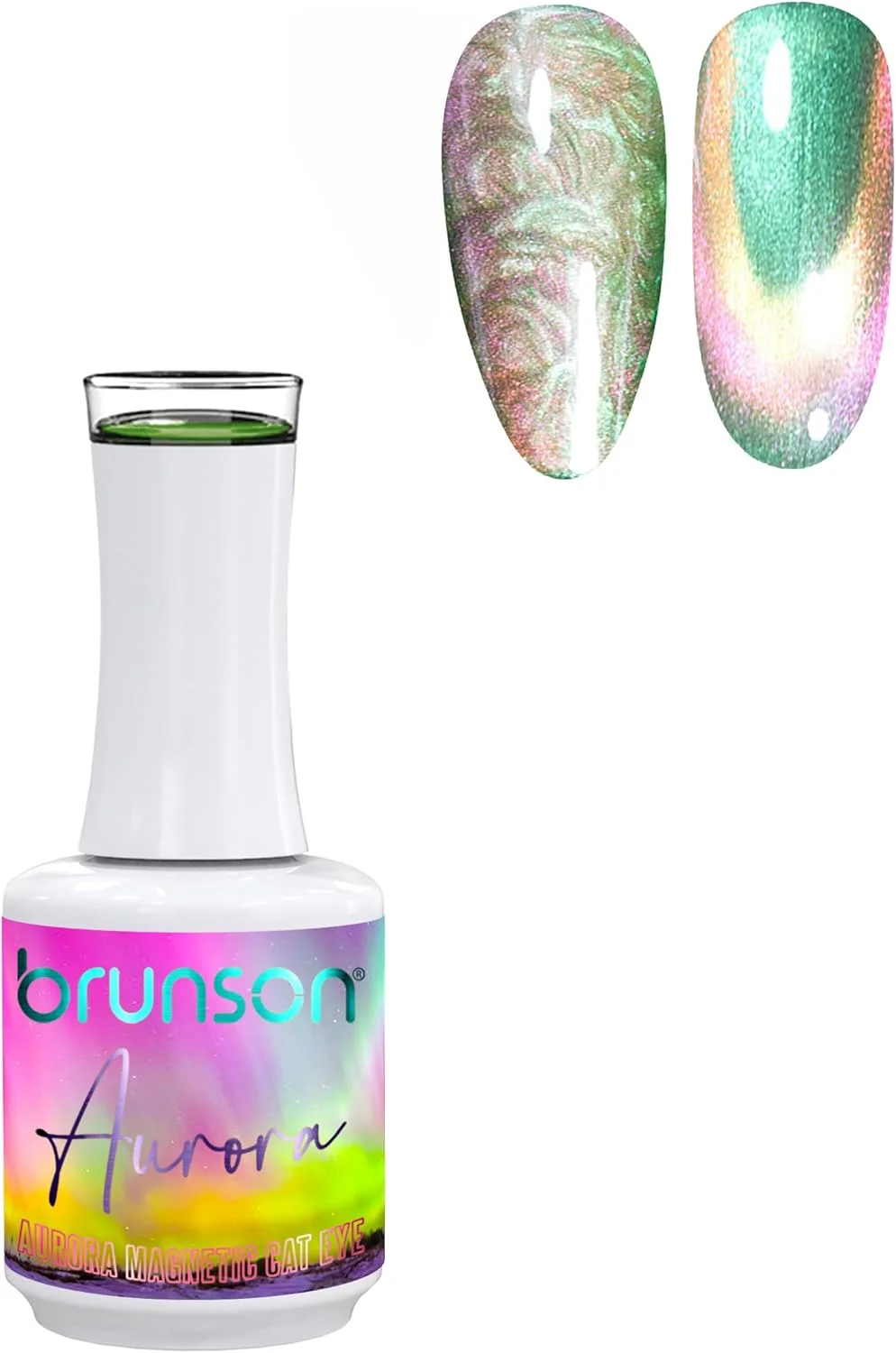 لاک ژل ناخن چشم گربه ای برانسون، کریستالی هولوگرافیک مغناطیسی بازتابنده اکلیلی آفتاب پرست جهانی روشن، ست هدیه، لاک ژل مغناطیسی UV LED، مانیکور، خیساندن ژل UV، 18 میلی لیتر