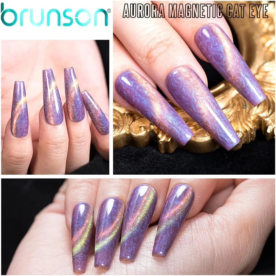 لاک ژل ناخن برانسون، لاک ژل چشم گربه ای بادوام، مقاوم در برابر لب پر شدن، نیاز به خشک شدن زیر لامپ UV LED، لاک ژل مغناطیسی مانیکور خیساندن ژل UV 18 میلی لیتر