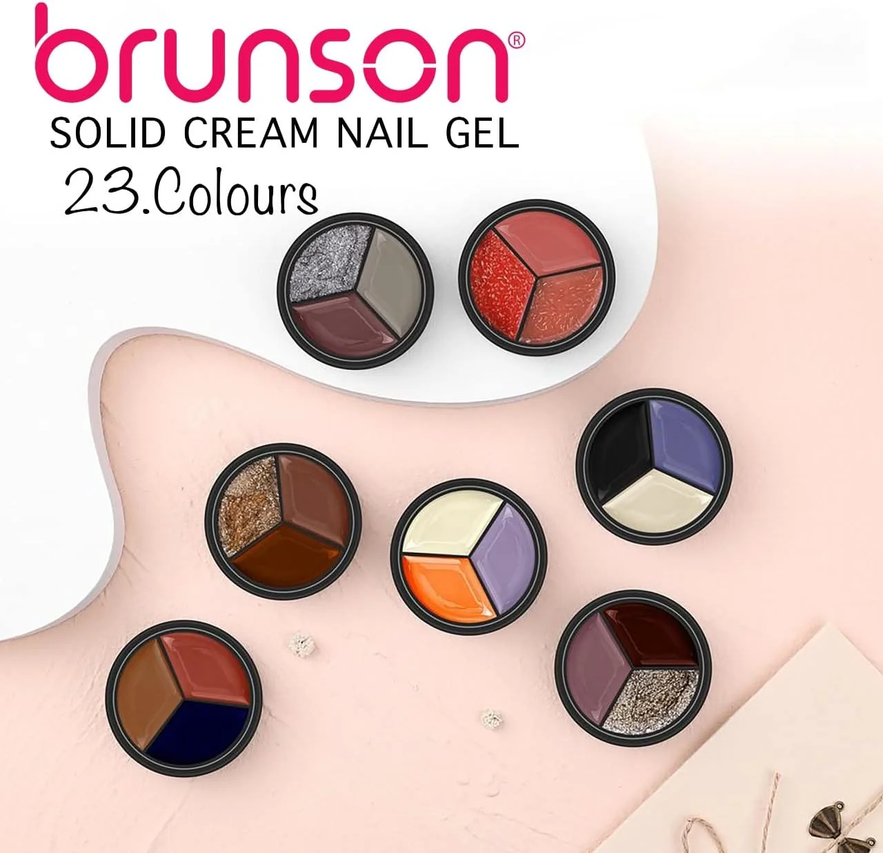 لاک ژل کرمی جامد 3 در 1 Brunson، لاک ژل حرفه ای گِلی، پات لاک ژل پودینگ، کیت پالت رنگ ژل با رنگدانه بالا برای طراحی ناخن DIY سالن مانیکور