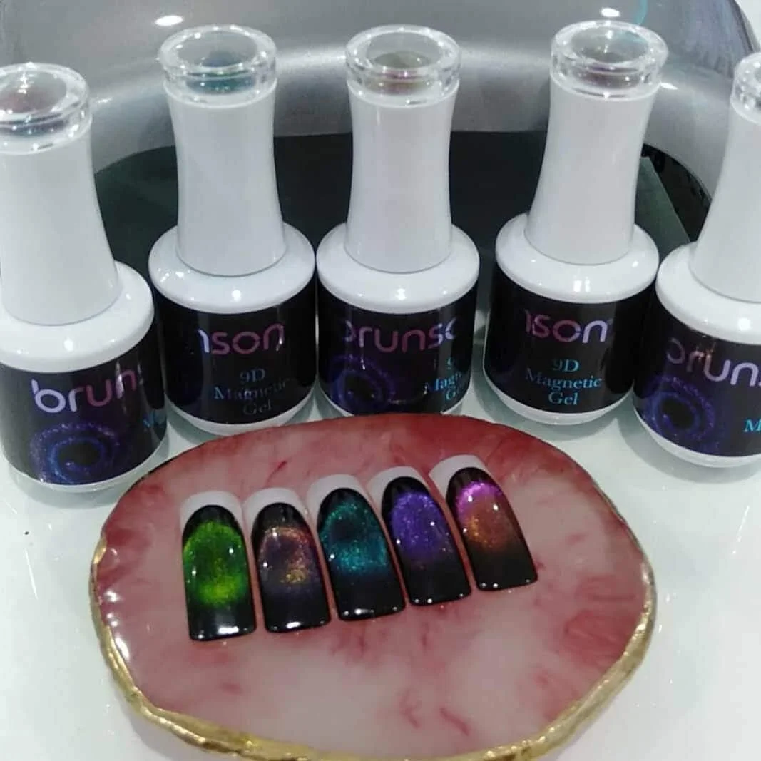 لاک ژل ناخن چشم گربه ای، لاک ژل رنگی، طراحی ناخن، لاک مغناطیسی 9D به همراه ابزار مغناطیسی طراحی ناخن سه بعدی