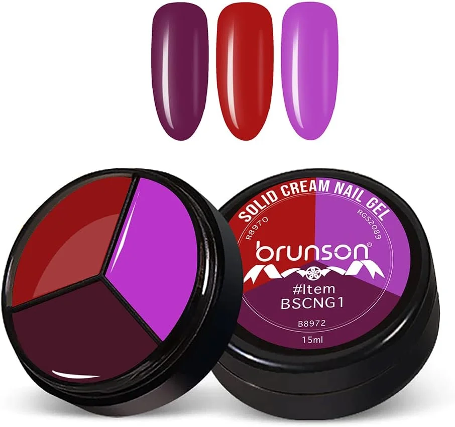 لاک ژل کرمی جامد برانسون - لاک ژل پودینگ 3 در 1، ژل رنگی با رنگدانه بالا، لاک ژل طراحی ناخن، مناسب برای سالن های حرفه ای و مبتدیان