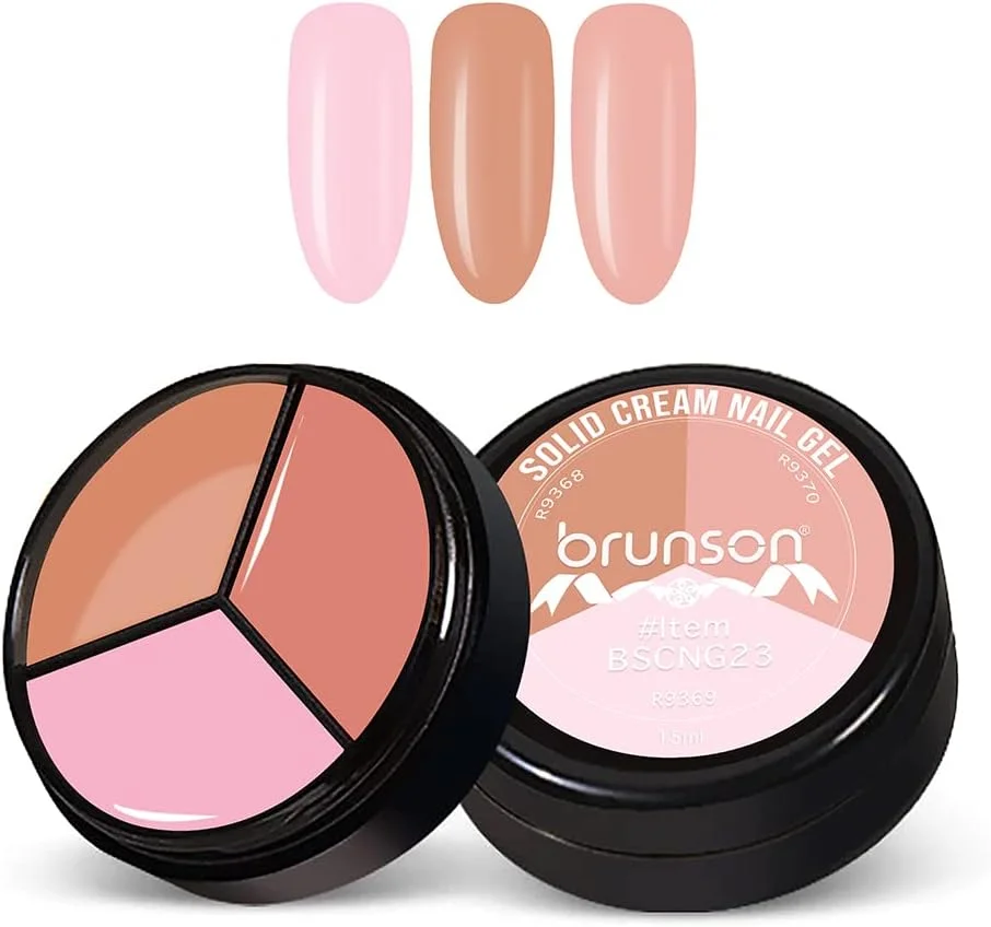 لاک ژل کرمی جامد برونسون - لاک ژل پودینگ 3 در 1، ژل رنگی بسیار غلیظ برای طراحی ناخن، مناسب برای سالن های حرفه ای و مبتدیان