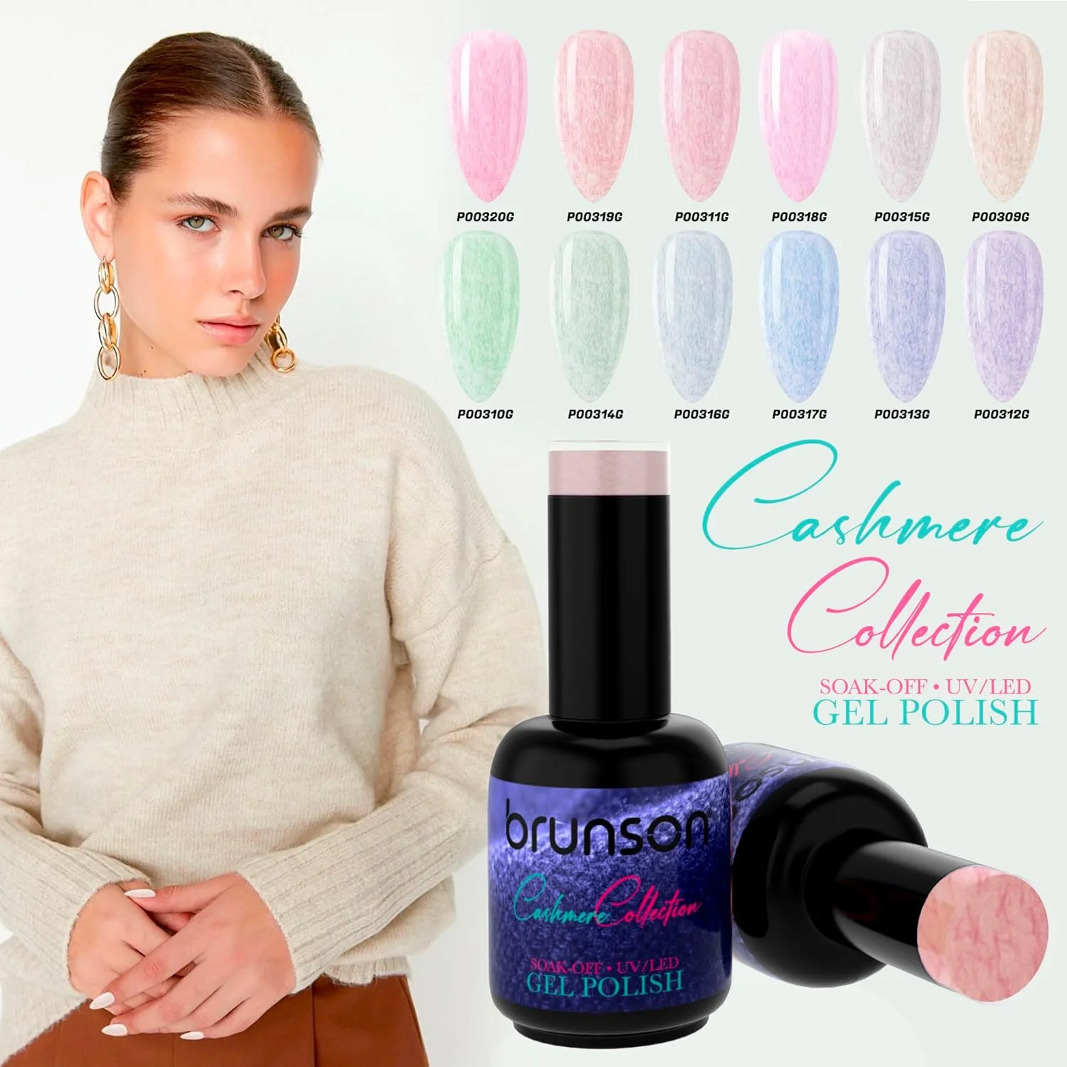 لاک ژل ناخن برانسون، لاک ژل پاستلی مناسب طراحی ناخن، قابل برداشتن با خیساندن، لاک ژل یو وی ال ای دی 15 میل P003013G