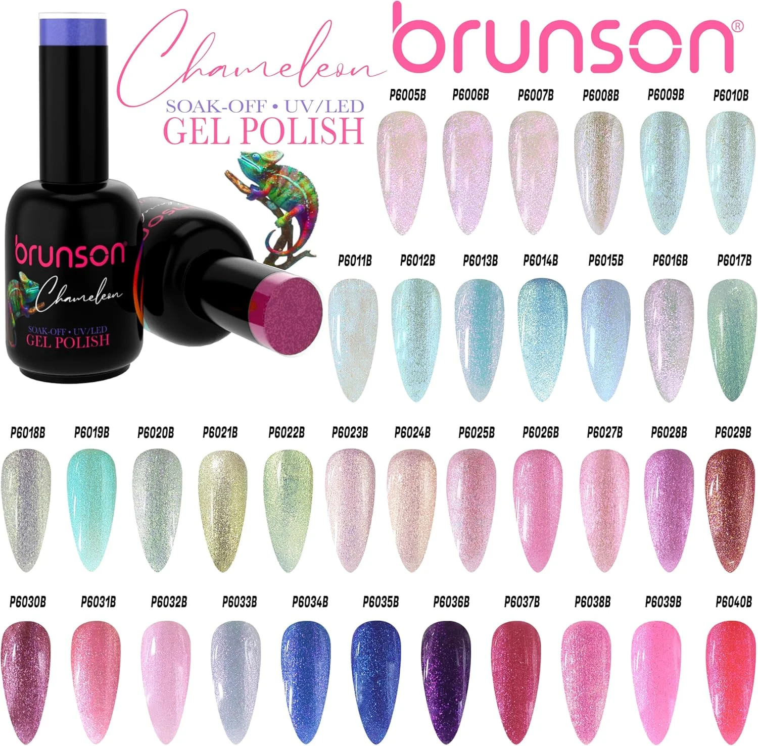 لاک ژل ناخن Brunson، لاک ژل UV LED، لاک ژل پدیکور UV، لاک ژل مانیکور، ست لاک ژل طراحی ناخن، مانیکور ژل ناخن P6019B