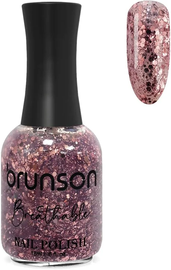 لاک ناخن قابل تنفس برونسون، لاک ناخن حلال، مناسب وضو، خشک‌شونده سریع، وگان، ماندگاری طولانی، پوست‌کنی آسان، سازگار با محیط زیست، براق، پایه آب، 18 میلی‌لیتر BH318