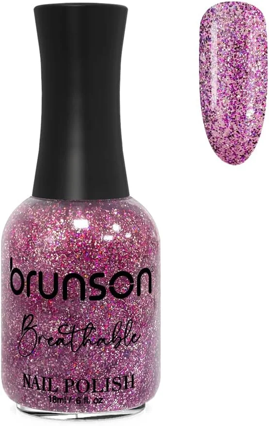 Brunson Breathable Nail Polish Halal nail polish Wudu friendly Quick-Dry Vegan long lasting but easy peel off & Eco-Friendly Organic Glossy Shine Water Based Nail Polish Nail Lacquer 18ml BH374
