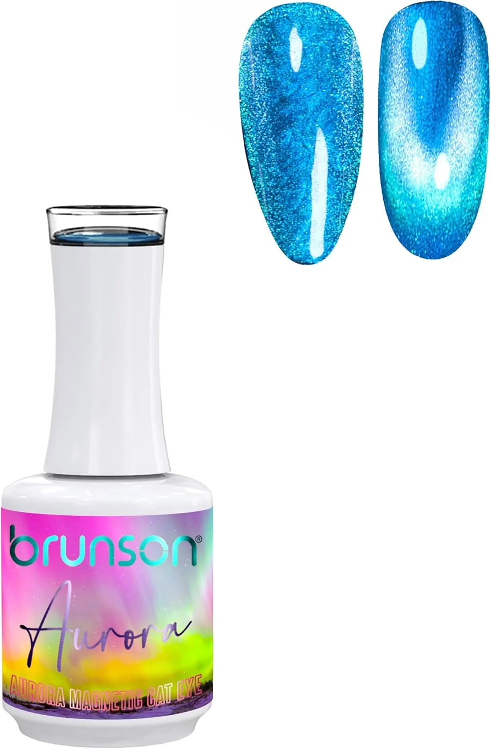 لاک ژل ناخن ۱۸ میل برونسون، لاک ژل چشم گربه ای مغناطیسی آرورا با ماندگاری بالا، رنگ طبیعی براق، لاک ژل حرفه ای UV LED، طراحی ناخن و مانیکور (BAMC002, 18)