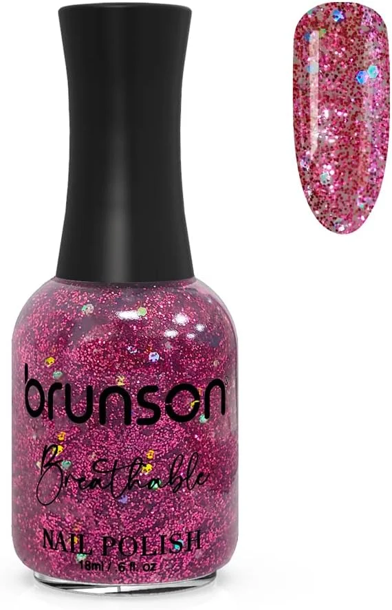 لاک ناخن قابل تنفس برونسون، لاک ناخن حلال، مناسب وضو، خشک شدن سریع، وگان، ماندگاری طولانی اما به راحتی جدا می شود، سازگار با محیط زیست، ارگانیک، براق، پایه آب، لاک ناخن 18 میلی لیتر BH375