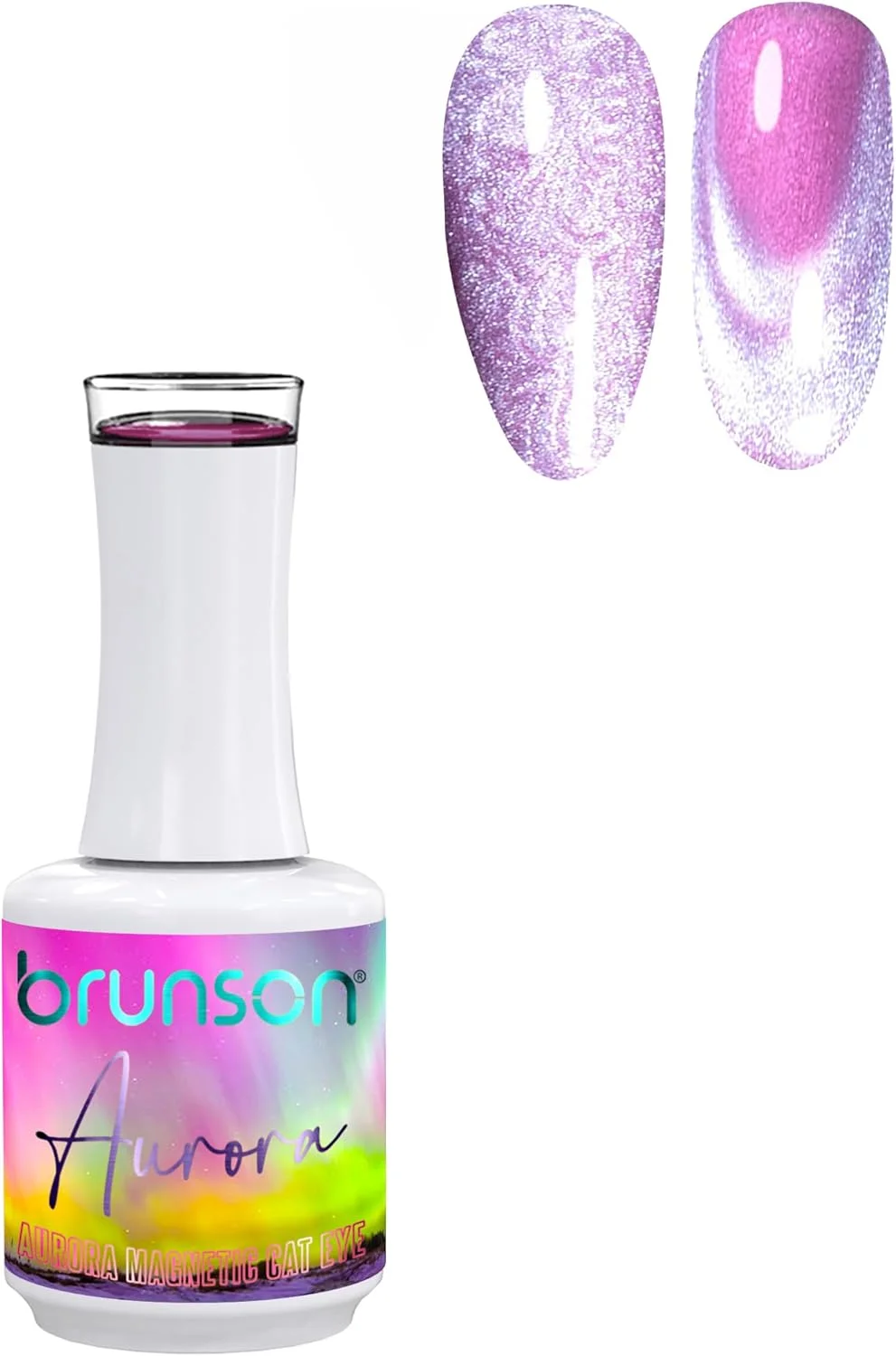 لاک ژل ناخن ۱۸ میل، لاک ژل چشم گربه ای مغناطیسی آرورا، رنگ طبیعی براق و ماندگار، لاک ژل حرفه ای UV LED برای طراحی ناخن و مانیکور (BAMC005, 18)