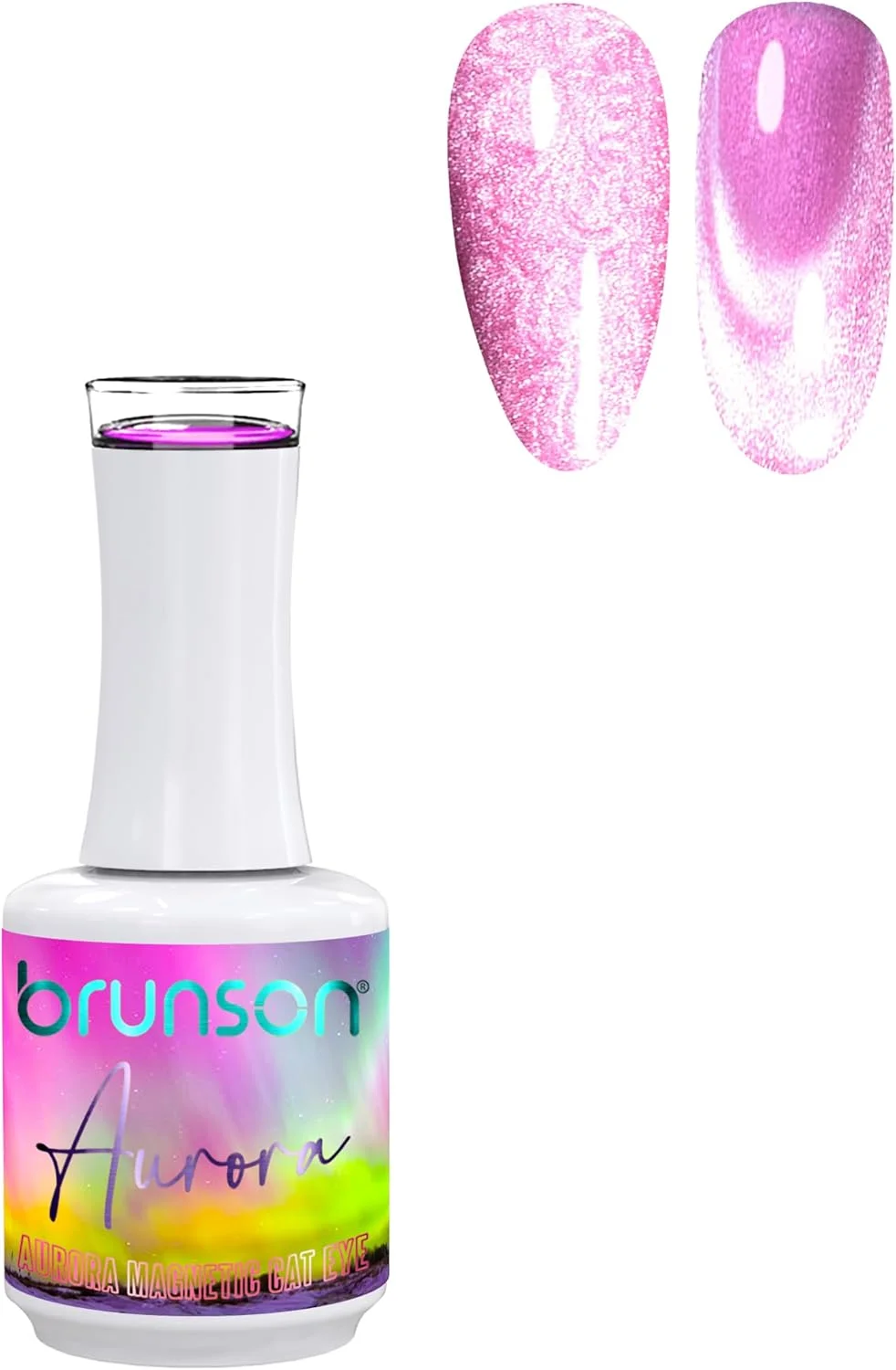 لاک ژل ناخن 18 میل Brunson، لاک ژل چشم گربه ای مغناطیسی آرورا با ماندگاری بالا، رنگ طبیعی براق، لاک ژل خیساندنی حرفه ای UV LED، طراحی ناخن مانیکور (BAMC024, 18)