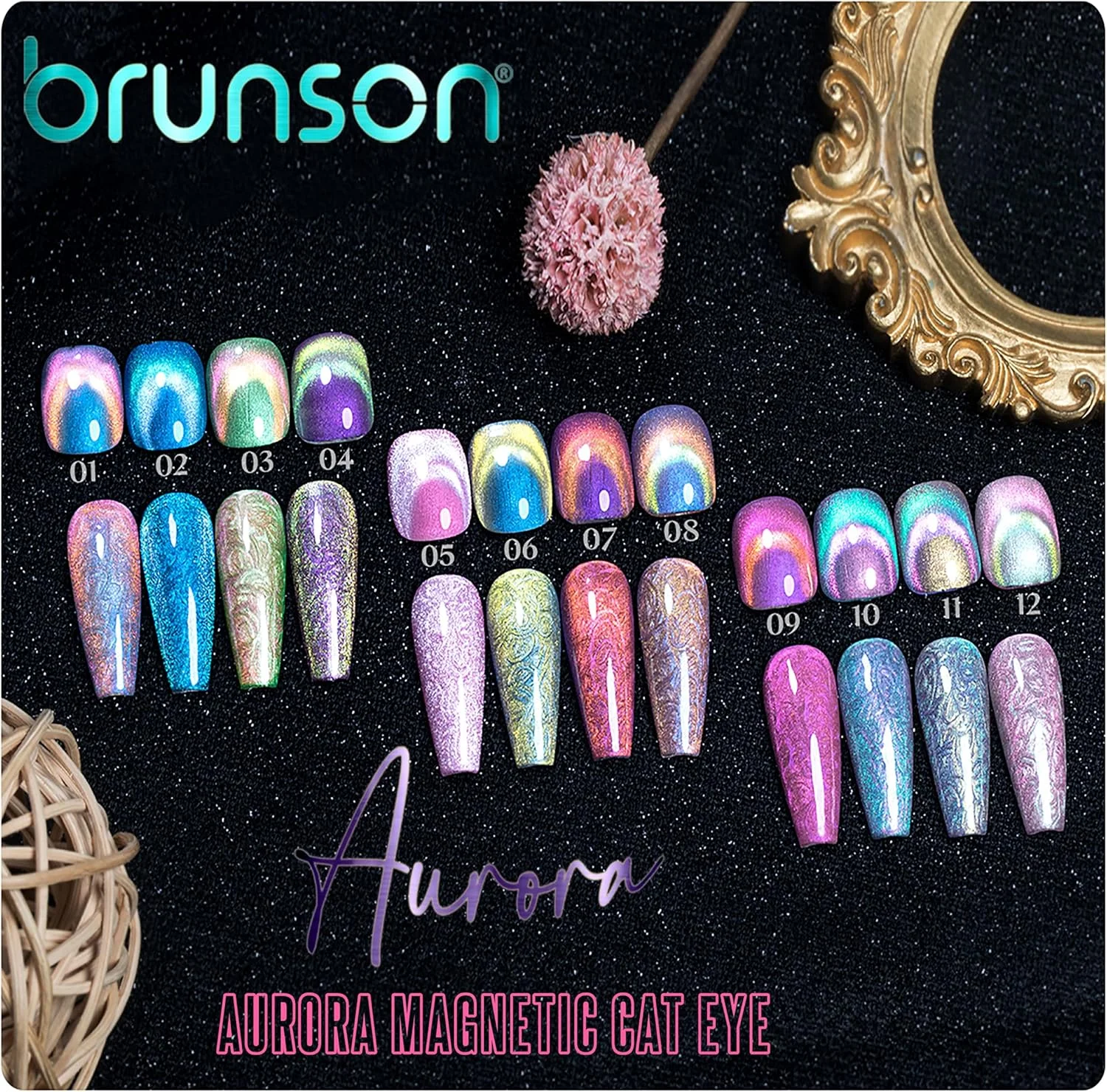 لاک ژل ناخن 18 میل Brunson، لاک ژل چشم گربه ای مغناطیسی آرورا با ماندگاری بالا، رنگ طبیعی براق، لاک ژل خیساندنی حرفه ای UV LED، طراحی ناخن مانیکور (BAMC024, 18)