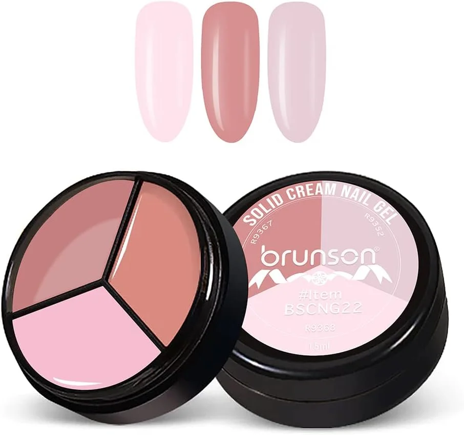 لاک ژل کرمی جامد برونسون - لاک ژل پودینگ 3 در 1، ژل رنگی با رنگدانه بالا، لاک ژل طراحی ناخن، مناسب برای سالن های حرفه ای و مبتدیان