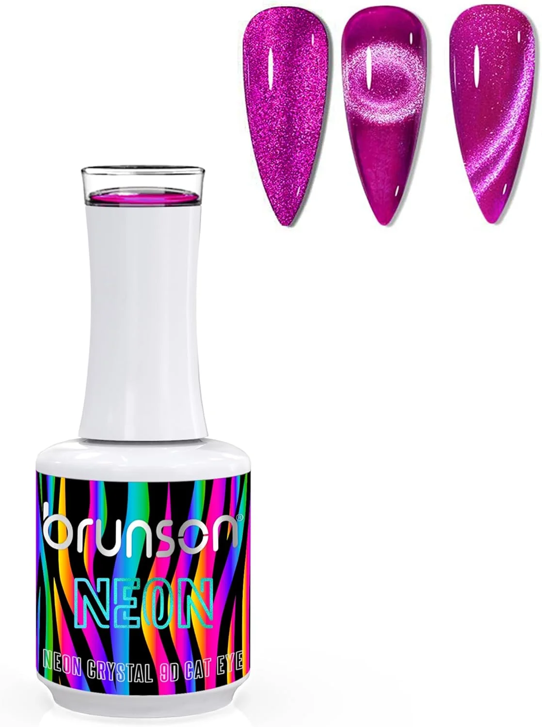 لاک ژل برانسون 15 میل - نئون کریستال 9D چشم گربه ای مغناطیسی، لاک ژل خیساندنی مغناطیسی اکلیلی بازتابنده، لاک ژل ناخن UV با ماندگاری طولانی و درخشش بالا برای طراحی ناخن (SF-A-1-B9DNC08, 15)