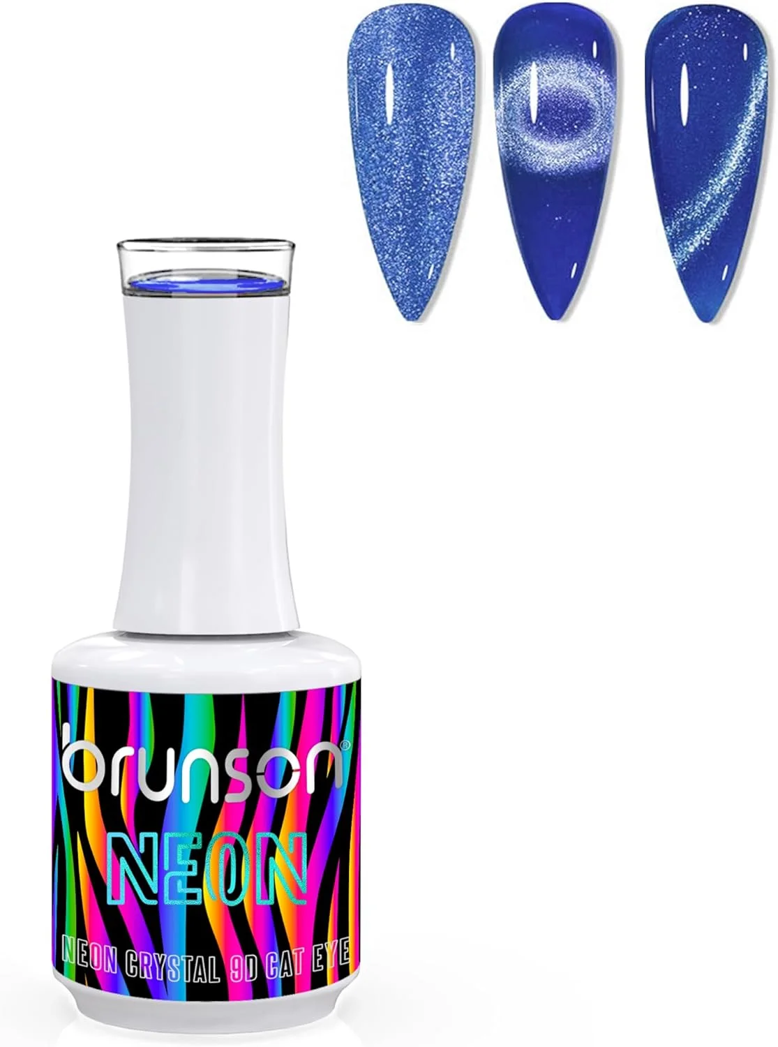 لاک ژل ناخن 18 میل برانسون - نئون کریستال 9D چشم گربه ای، لاک ژل مغناطیسی خیس شونده، اکلیلی بازتابنده، لاک ژل UV با ماندگاری بالا و درخشش زیاد برای طراحی ناخن (SF-A-1-B9DNC19, 15)
