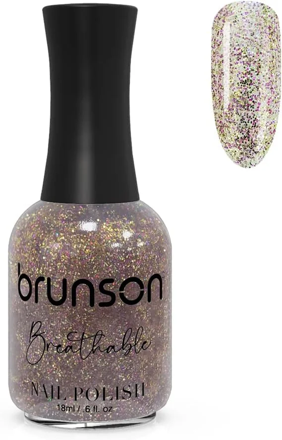 لاک ناخن قابل تنفس برونسون، لاک ناخن دوستدار وضو، خشک شدن سریع، وگان، ماندگاری طولانی، لایه برداری آسان و سازگار با محیط زیست، براق، پایه آب، لاک ناخن 18 میلی لیتر BH253