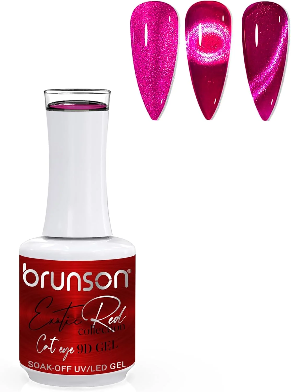 لاک ژل ناخن 15 میل مدل چشم گربه ای برونسون، قرمز اگزوتیک، ژل مغناطیسی خیساندنی با اکلیل بازتابنده، لاک UV LED با ماندگاری بالا و درخشش زیاد برای طراحی ناخن، مانیکور، استفاده خانگی یا سالن (SF-A-1-BER9D16, 15)