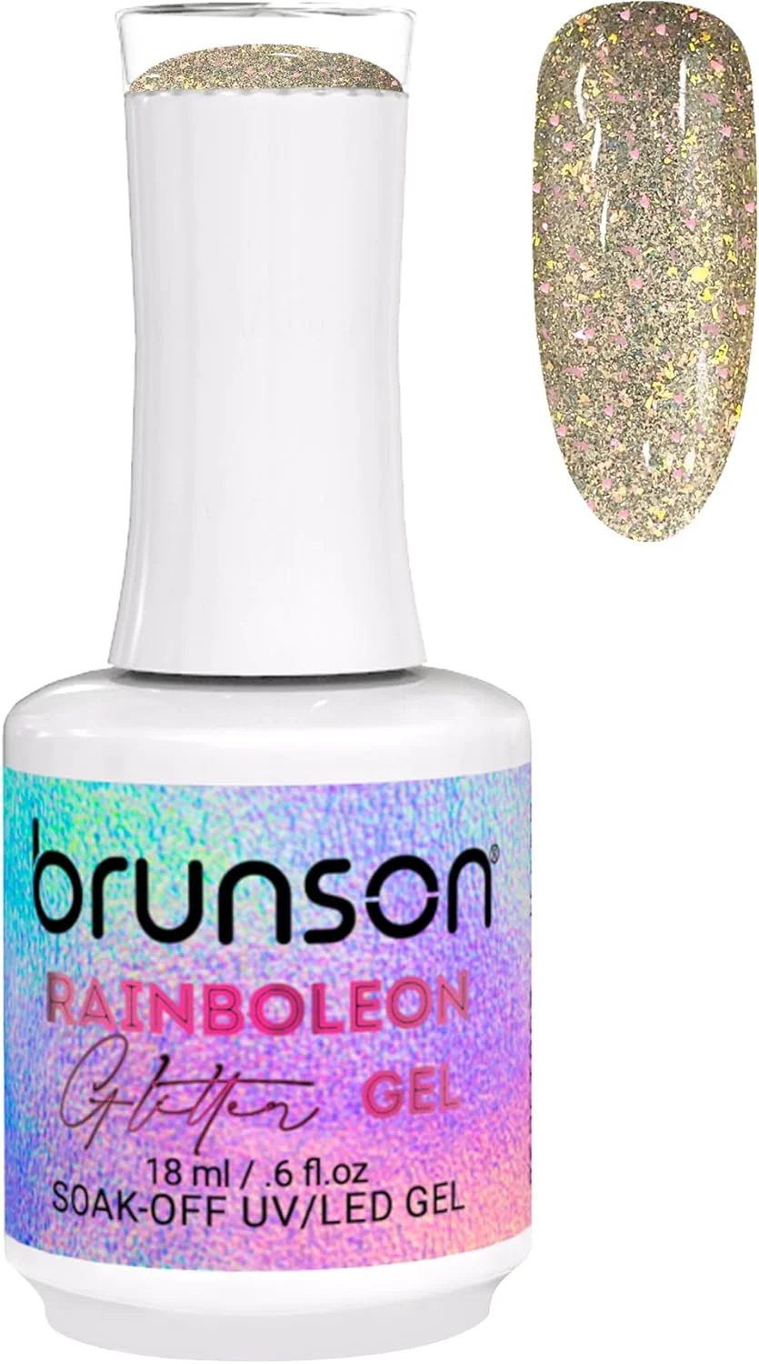 لاک ژل ناخن 18 میل برانسون - لاک ژل اکلیلی رینبولئون، قابل برداشتن با خیساندن، خشک شدن با UV/LED - ماندگاری طولانی، درخشش بالا، فرمول حرفه ای برای طراحی ناخن خیره کننده BRGG12 (BRGG07, 15)