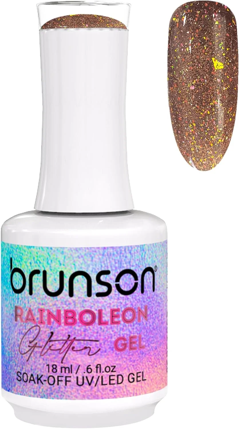 لاک ژل ناخن 18 میل Brunson - لاک ژل اکلیلی Rainboleon، خشک شدن با UV/LED - ماندگاری طولانی، درخشش بالا، فرمول حرفه ای برای طراحی ناخن خیره کننده BRGG12 (BRGG09, 15)