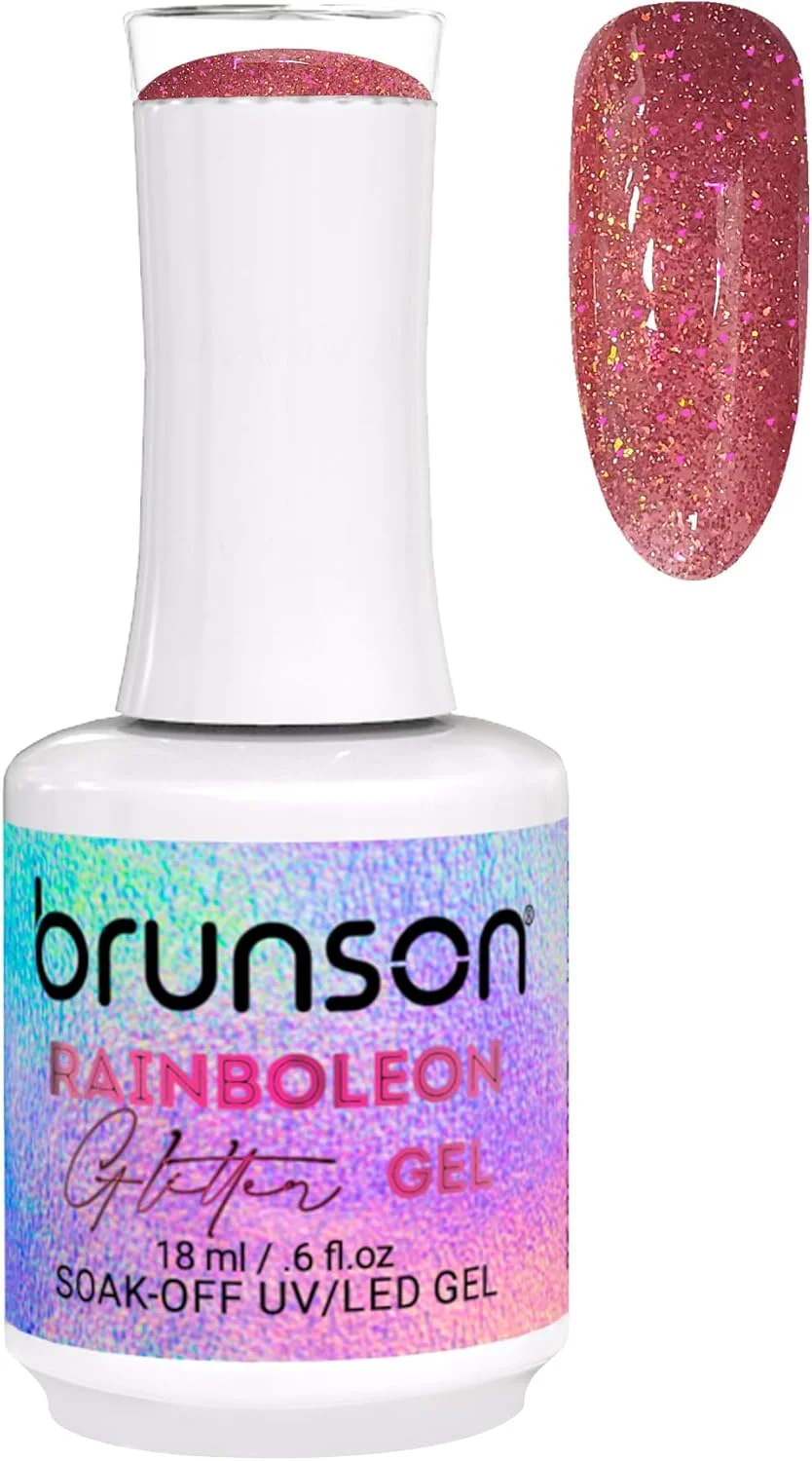 لاک ژل ناخن برونسون 18 میلی لیتر - لاک ژل اکلیلی Rainboleon مناسب UV/LED - ماندگاری طولانی، درخشش بالا، فرمول حرفه ای برای طراحی ناخن خیره کننده BRGG12 (BRGG12, 15)