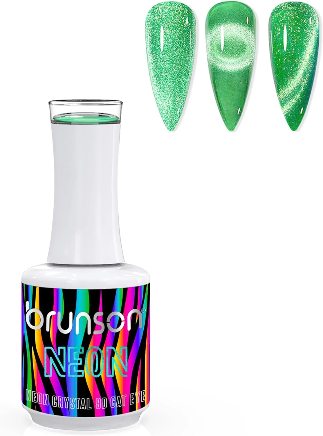 لاک ژل برونسون 15 میل - نئون کریستال 9D چشم گربه ای مغناطیسی، لاک ژل خیس شونده مغناطیسی اکلیلی بازتابنده، لاک ژل UV با ماندگاری بالا و درخشش زیاد برای طراحی ناخن (SF-A-1-B9DNC04, 15)