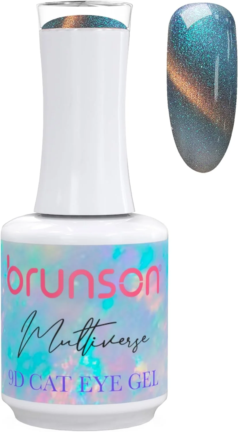 لاک ژل ناخن چشم گربه ای 18 میلی لیتر، لاک ژل چشم گربه ای 9 بعدی Brunson Multiverse با افکت کهکشانی، لاک ژل مغناطیسی UV LED Soak Off، ماندگاری بالا - لاک ناخن براق برای طراحی ناخن (SF-A-BM9D07, 18)