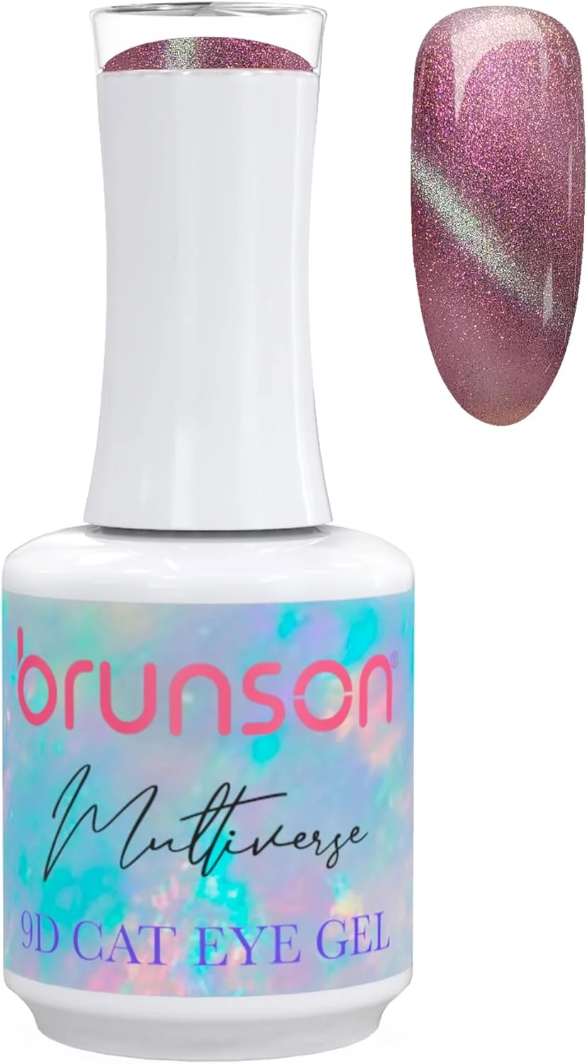 لاک ژل چشم گربه ای 18 میلی لیتر، لاک ژل چشم گربه ای چند جهانی 9 بعدی برانسون، لاک ژل مغناطیسی UV LED با اثر کهکشانی، ماندگاری بالا - لاک ناخن براق برای طراحی ناخن (SF-A-BM9D09, 18)