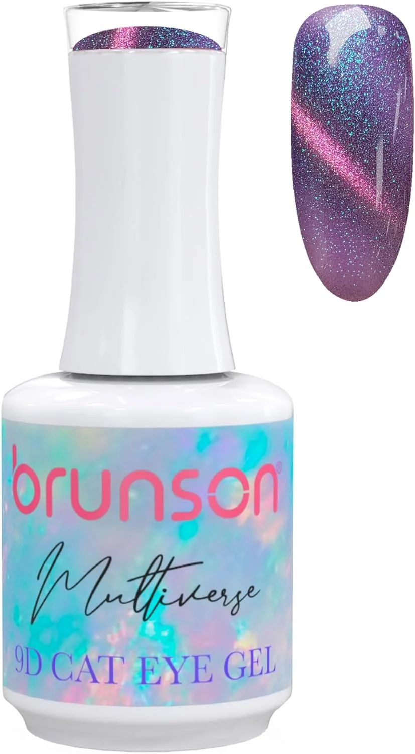 لاک ژل ناخن چشم گربه ای 18 میلی لیتر، لاک ژل چشم گربه ای چند بعدی برانسون Multiverse 9D با اثر کهکشانی، لاک ژل مغناطیسی UV LED، ماندگاری بالا - لاک ناخن براق برای طراحی ناخن (SF-A-BM9D04, 18)