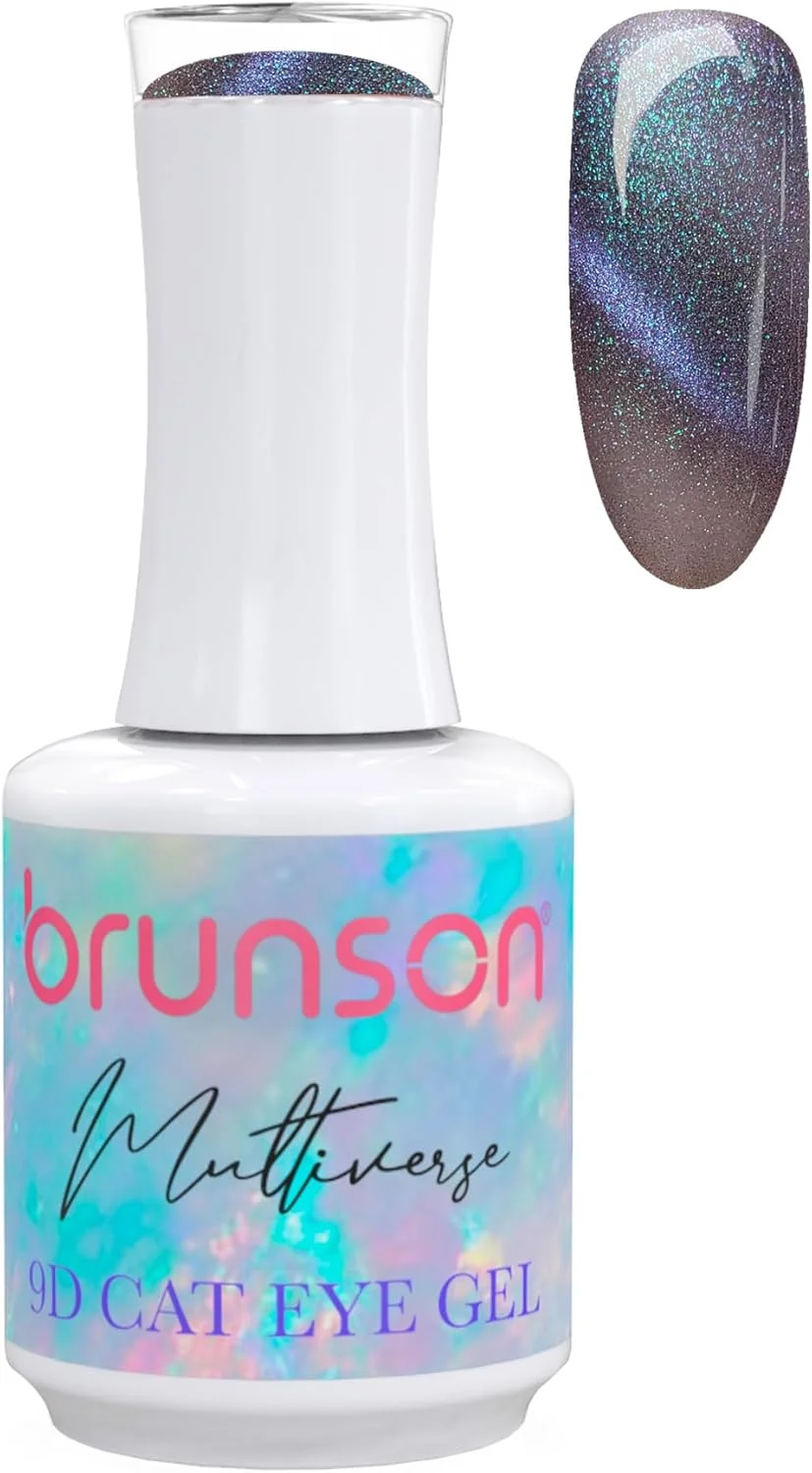 لاک ژل چشم گربه ای 18 میل، لاک ژل چشم گربه ای 9D Brunson Multiverse با افکت کهکشانی، لاک ژل مغناطیسی UV LED، ماندگاری بالا - لاک ناخن براق برای طراحی ناخن (SF-A-BM9D13, 18)
