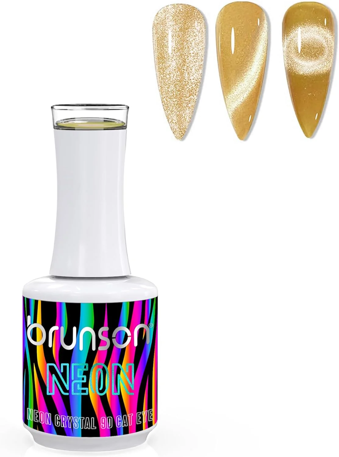 لاک ژل 18 میل برانسون - نئون کریستال 9D چشم گربه ای، لاک ژل مغناطیسی خیس شونده، اکلیلی بازتابنده، لاک ژل UV با ماندگاری بالا و درخشش زیاد برای طراحی ناخن (SF-A-1-B9DNC03, 15)